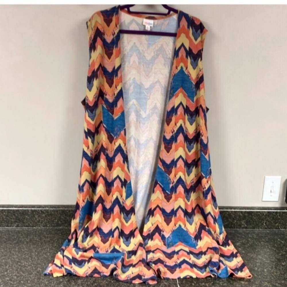 Lularoe Joy chevron print long vest xl fits size 12-20